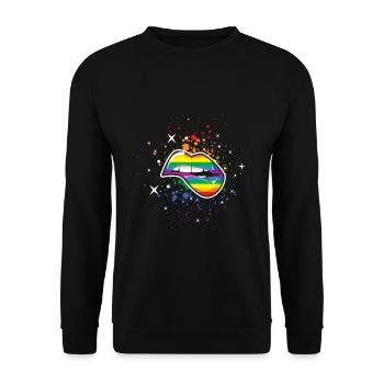 Bite Lips Gay LGBTQ Rainbow LGBT Pride Month - Unisex Sweatshirt - black - Front - Alina (178cm) & Michal (187cm)