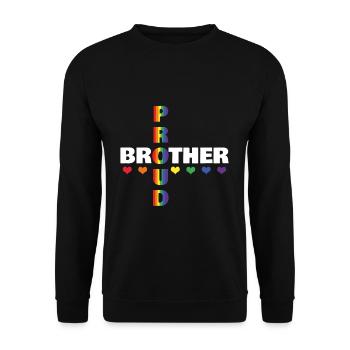 Proud Brother Gay LGBTQ Rainbow LGBT Pride Month - Unisex Sweatshirt - black - Front - Alina (178cm) & Michal (187cm)