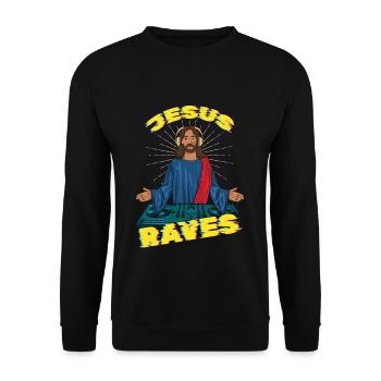 Jesus Raves DJ Raver Rave Hard Techno Dark Tekno - Sweat-shirt Unisexe - noir - Devant - Alina (178cm) & Michal (187cm)