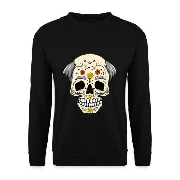 Fête des grands-parents Grand-père papa Día de Los Muertos - Sweat-shirt Unisexe - noir - Devant - Alina (178cm) & Michal (187cm)