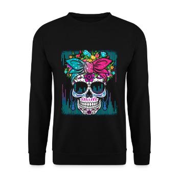 Cool Muertos Drip Rave Musik Party Cool Tekkno - Unisex Pullover - Schwarz - Vorne - Alina (178cm) & Michal (187cm)