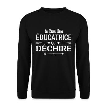 Je Suis Une Éducatrice Qui Déchire - Sweat-shirt Unisexe - noir - Devant - Alina (178cm) & Michal (187cm)