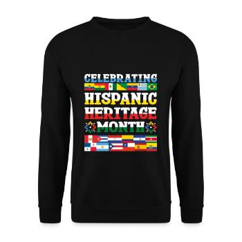 Flagge Feiern Sie das hispanische nationale, hispanische Erbe - Unisex Pullover - Schwarz - Vorne - Alina (178cm) & Michal (187cm)