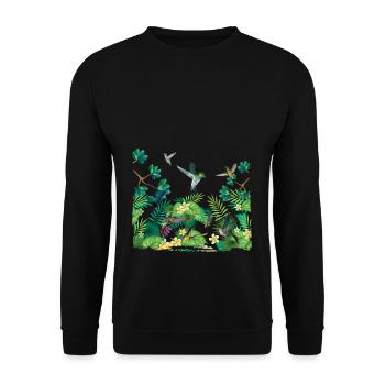 Tropical Birds Paradise Surf Hello Summer - Unisex Sweatshirt - black - Front - Alina (178cm) & Michal (187cm)