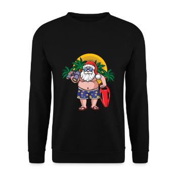 Christmas July Funny Santa Claus Surf Hello Summer - Unisex Sweatshirt - black - Front - Alina (178cm) & Michal (187cm)