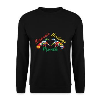 Liebesflagge Hispanoamerikaner Nationales hispanisches Erbe - Unisex Pullover - Schwarz - Vorne - Alina (178cm) & Michal (187cm)