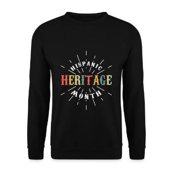 Hispanische Retro-Briefe Nationales hispanisches Erbe - Unisex Pullover - Schwarz - Vorne - Alina (178cm) & Michal (187cm)