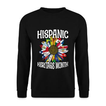 Sonnenblumenflaggen Nationales hispanisches Erbe - Unisex Pullover - Schwarz - Vorne - Alina (178cm) & Michal (187cm)