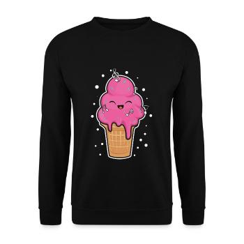 Kawaii Cream Funny Dessert Hello Summer - Unisex Sweatshirt - black - Front - Alina (178cm) & Michal (187cm)