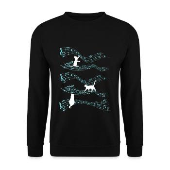 Cute Cat Playing On Musical Notes Musician - Unisex Sweatshirt - black - Front - Alina (178cm) & Michal (187cm)