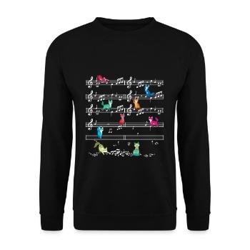 Colorful Cat Playing On Musical Notes Musician - Unisex Sweatshirt - black - Front - Alina (178cm) & Michal (187cm)
