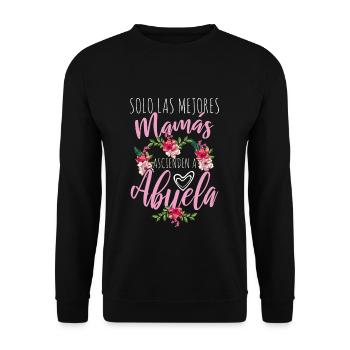 Mother's Day Best Mom Promoted Grandmom - Unisex Pullover - Schwarz - Vorne - Alina (178cm) & Michal (187cm)