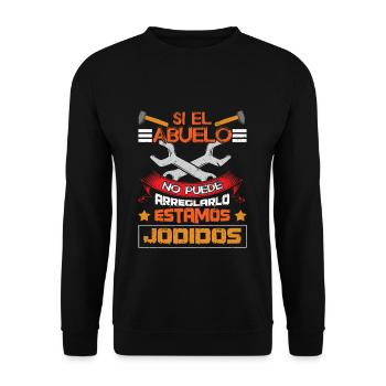 Father's Day If Granddad Fix No One Cool Grandpa - Unisex Pullover - Schwarz - Vorne - Alina (178cm) & Michal (187cm)