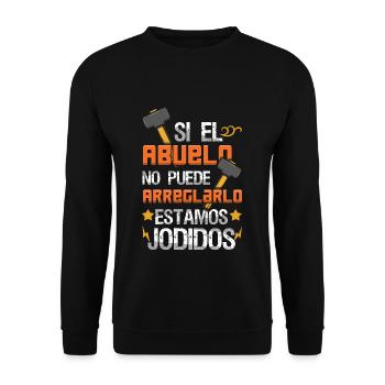 Grandpa Can't Fix Father's Day Retired Granddad - Unisex Pullover - Schwarz - Vorne - Alina (178cm) & Michal (187cm)