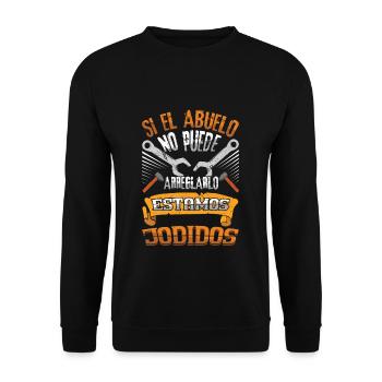 Father's Day If Granddad Fix No One Can Grandpa - Unisex Pullover - Schwarz - Vorne - Alina (178cm) & Michal (187cm)