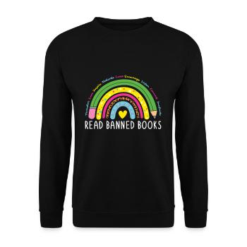 Ich habe Verbotenes Buch Rainbow Book Lover Reader gelesen - Unisex Pullover - Schwarz - Vorne - Alina (178cm) & Michal (187cm)