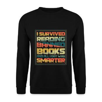Überlebte Lektüre Verbotene Bücher Liebhaber Leser Lesen - Unisex Pullover - Schwarz - Vorne - Alina (178cm) & Michal (187cm)