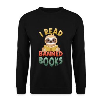 Ich habe Verbotenes Buch Faultier Buch Liebhaber Leser Lesen - Unisex Pullover - Schwarz - Vorne - Alina (178cm) & Michal (187cm)