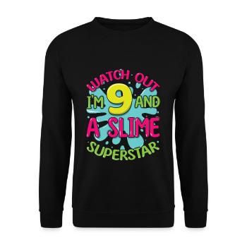 Alter 9 Jahre Kinder Schleimliebhaber Genialer Schleimstern - Unisex Pullover - Schwarz - Vorne - Alina (178cm) & Michal (187cm)