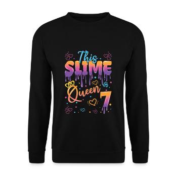 Alter 7 Jahre alte Kinder Schleimliebhaber Dieses Schleimmädchen - Unisex Pullover - Schwarz - Vorne - Alina (178cm) & Michal (187cm)