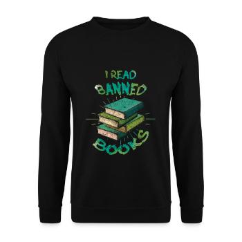Leser Lesen Ich habe verbotenes Buch gelesen Liebesbuchliebhaber - Unisex Pullover - Schwarz - Vorne - Alina (178cm) & Michal (187cm)