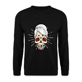 Grands-parents Maman Grand-mère Papa Día De Los Muertos - Sweat-shirt Unisexe - noir - Devant - Alina (178cm) & Michal (187cm)