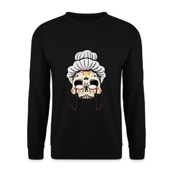 Maman Grands-parents Grand-mère Papa Día De Los Muertos - Sweat-shirt Unisexe - noir - Devant - Alina (178cm) & Michal (187cm)