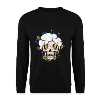 Grands-parents Abuela Grand-mère Papa Día De Muertos - Sweat-shirt Unisexe - noir - Devant - Alina (178cm) & Michal (187cm)