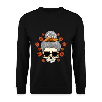 Día De Muertos Grands-parents Abuela Grand-mère Papa - Sweat-shirt Unisexe - noir - Devant - Alina (178cm) & Michal (187cm)