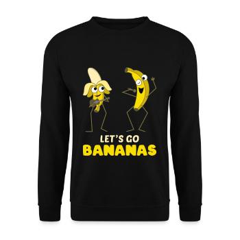 Lustiges Bananen-Meme singen Lass uns Bananen gehen - Unisex Pullover - Schwarz - Vorne - Alina (178cm) & Michal (187cm)