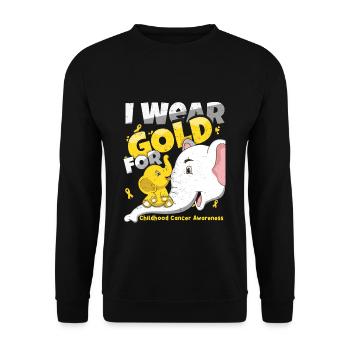 Elephant Ribbon Childhood Cancer Awareness - Unisex Sweatshirt - black - Front - Alina (178cm) & Michal (187cm)
