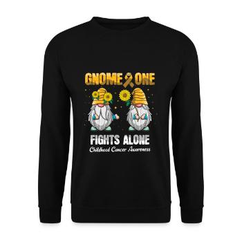 September Ribbon Gnome Childhood Cancer Awareness - Unisex Sweatshirt - black - Front - Alina (178cm) & Michal (187cm)