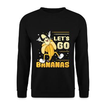 Glückliches lustiges Bananen-Meme Lass uns Bananen gehen - Unisex Pullover - Schwarz - Vorne - Alina (178cm) & Michal (187cm)
