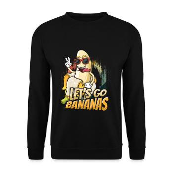 Happy Crazy Banana Meme Let Us Go Banana - Unisex Sweatshirt - black - Front - Alina (178cm) & Michal (187cm)