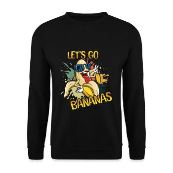Crazy Banana Meme Lass uns Bananen gehen - Unisex Pullover - Schwarz - Vorne - Alina (178cm) & Michal (187cm)