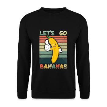 Tolles lustiges Bananen-Meme Lass uns Bananen gehen - Unisex Pullover - Schwarz - Vorne - Alina (178cm) & Michal (187cm)