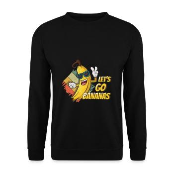 Cooles lustiges Bananen-Meme Lass uns Bananen gehen - Unisex Pullover - Schwarz - Vorne - Alina (178cm) & Michal (187cm)