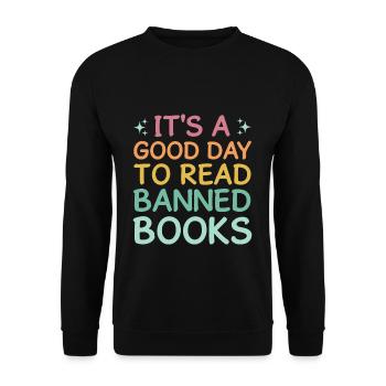 Tag lesen Verbotenes Buch Lustige Buch Liebhaber Leser Lesen - Unisex Pullover - Schwarz - Vorne - Alina (178cm) & Michal (187cm)