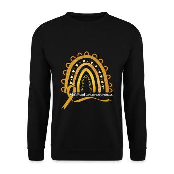 Rainbow Ribbon Childhood Cancer Awareness - Unisex Sweatshirt - black - Front - Alina (178cm) & Michal (187cm)