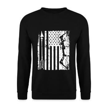Outdoor Hunting American Flag Bow Arrow Target - Unisex Sweatshirt - black - Front - Alina (178cm) & Michal (187cm)