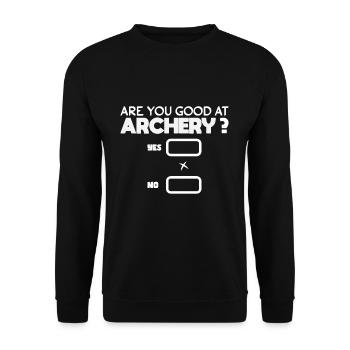 Drôle de tir à l’arc en disant Flèche d’arc de chasse en plein air - Sweat-shirt Unisexe - noir - Devant - Alina (178cm) & Michal (187cm)