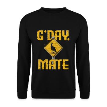 Australian Greeting Hello Australia Day Kangaroo - Unisex Sweatshirt - black - Front - Alina (178cm) & Michal (187cm)