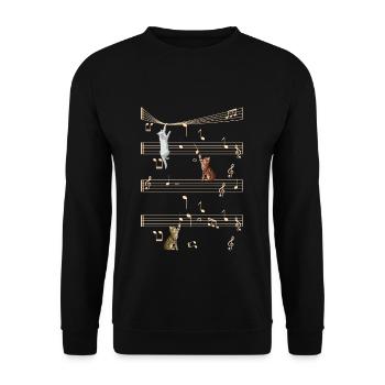 Realistic Cat Playing Musical Notes Musician - Unisex Sweatshirt - black - Front - Alina (178cm) & Michal (187cm)