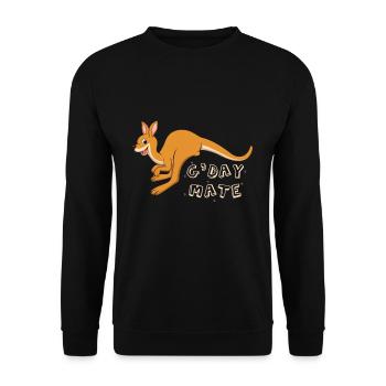 Australian Greeting Australia Day Kangaroo - Unisex Sweatshirt - black - Front - Alina (178cm) & Michal (187cm)