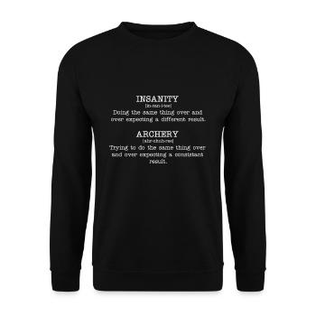 Outdoor Hunting Funny Insanity Archery Definition - Unisex Sweatshirt - black - Front - Alina (178cm) & Michal (187cm)