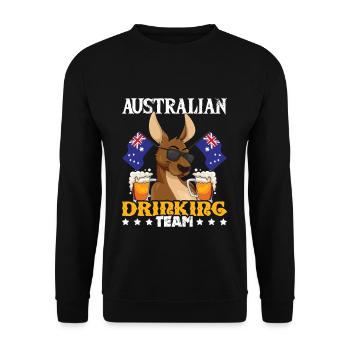 Australian Drinking Beer Australia Day Kangaroo - Unisex Sweatshirt - black - Front - Alina (178cm) & Michal (187cm)