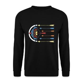 Chasse en plein air Retro Arrow et Bow Target Shoot - Sweat-shirt Unisexe - noir - Devant - Alina (178cm) & Michal (187cm)