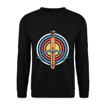Chasse en plein air Vintage Arrow et Bow Target Shoot - Sweat-shirt Unisexe - noir - Devant - Alina (178cm) & Michal (187cm)
