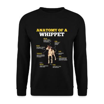 Definition Tier Haustier Anatomie Von Whippet Hund - Unisex Pullover - Schwarz - Vorne - Alina (178cm) & Michal (187cm)