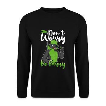 Ehrfürchtiger Fuchs Stolzes pelziges Schwanzohr pelzige Person sein - Unisex Pullover - Schwarz - Vorne - Alina (178cm) & Michal (187cm)